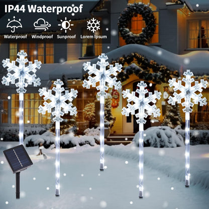 BRIGHTDECK Solar Christmas Snowflake Pathway Lights, Set of 10 Outdoor Garden Lights Decorations，Waterproof Stake Decorative Light for Yard Lawn Porch Walkway Decor (Cool White, 10 Pack)