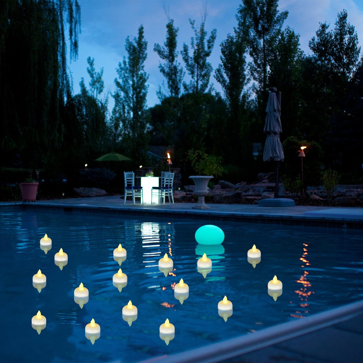 Yakpo 96 Pack Waterproof LED Floating Tea Lights, Flameless Flickering Battery Operated Outdoor Tealight Candles, White Water LED Votive Candle Bulk for Wedding Centerpiece Vase Halloween Decorations
