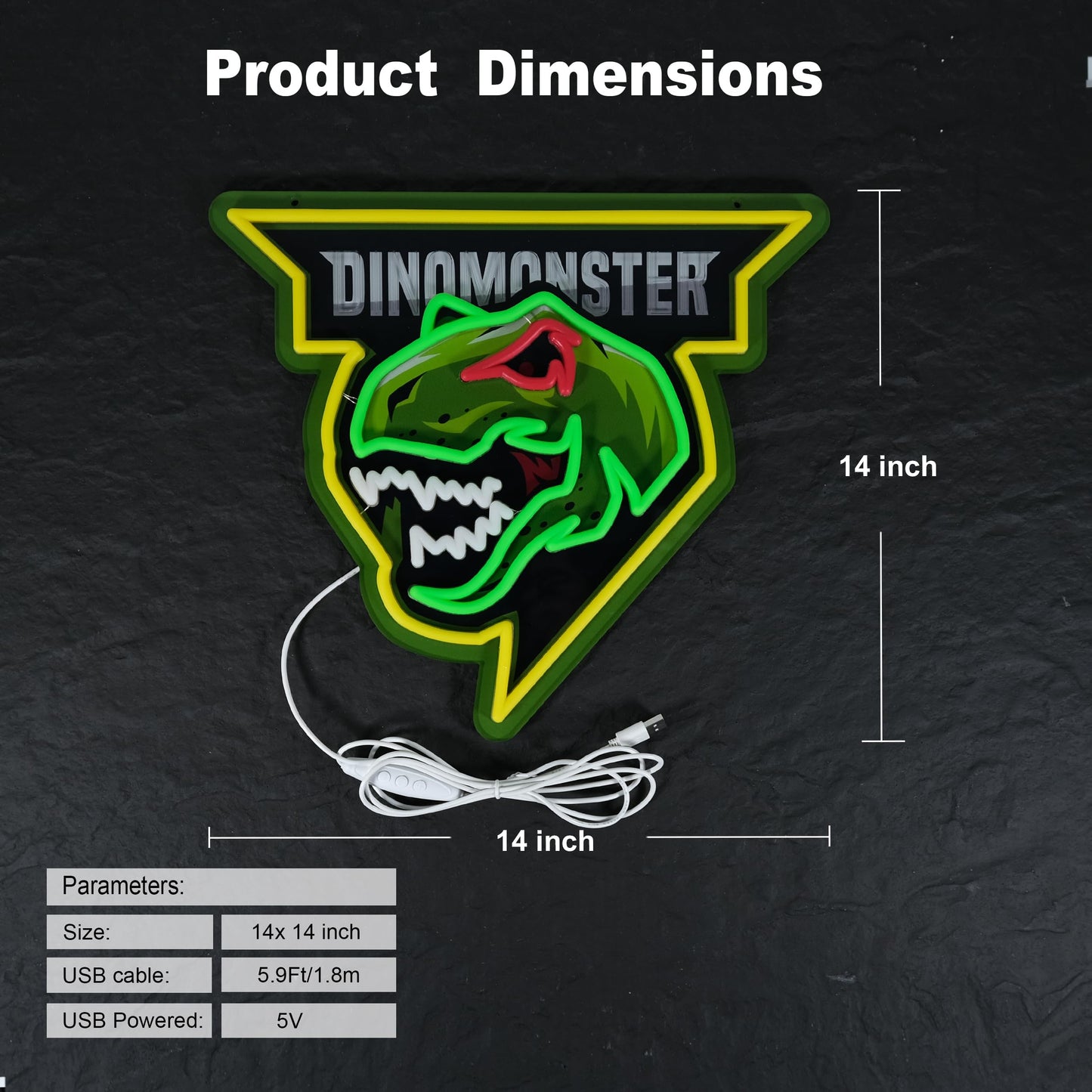 LIUISNEO Dinosaur Neon Sign,Innovative Integral Forming Process,With Dimmable Switch For All Holiday Party and Home Decoration