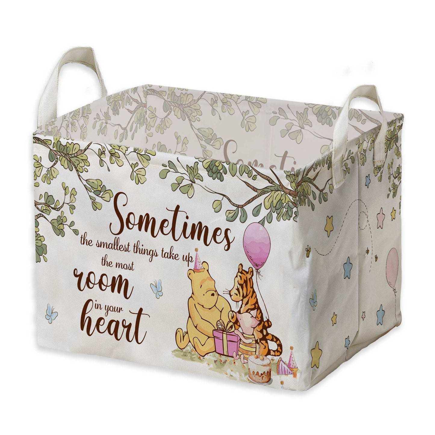 ZsaTuiy Winnie Nursery Decor, the Pooh Baby Stuff, Winnie Storage Nursery Basket, Large squarecanvas Laundry Hamper With A Waterproof PECoating, Foldable, Toys Bin, Baby Nursery HamperDecor, Star