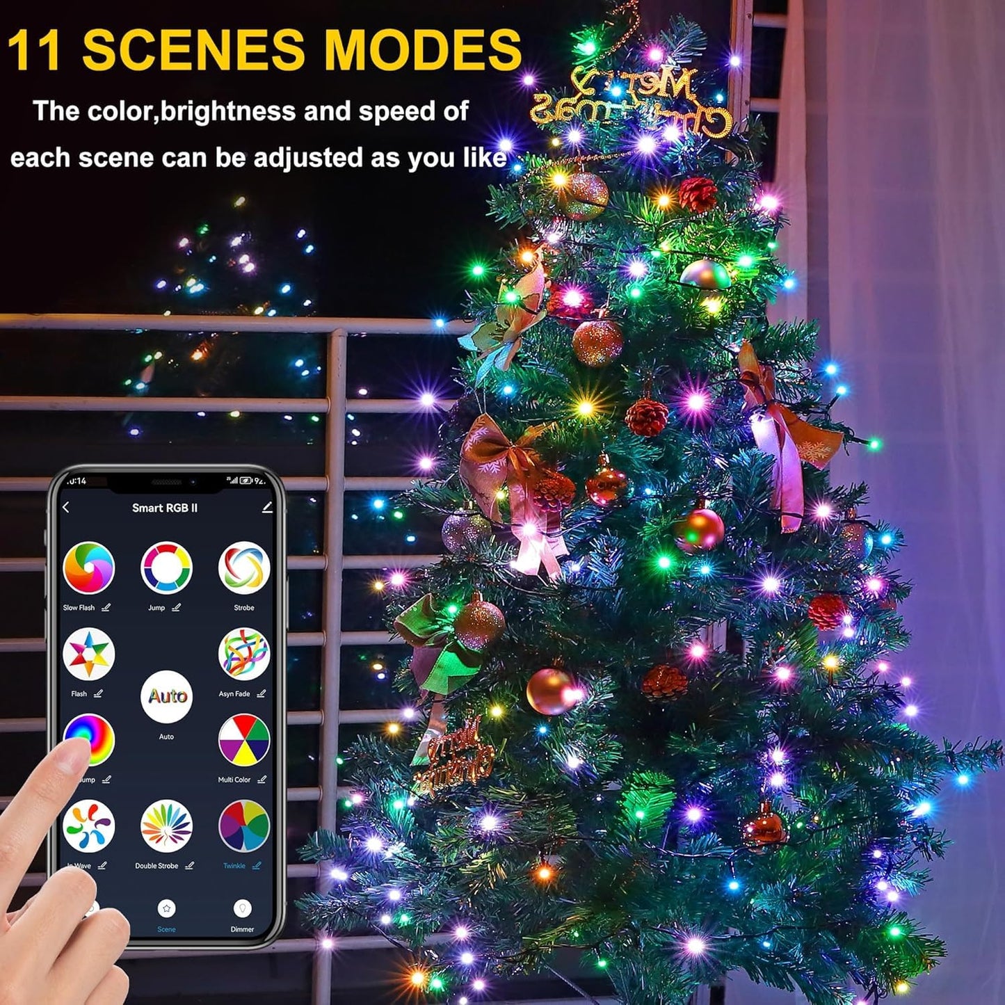PMS Smart WiFi LED Christmas Lights, APP-Controlled RGB Fairy String Lights, Ideal for Xmas Tree, Garden, Home, Party, Halloween Festival Deco (33ft-100LED)