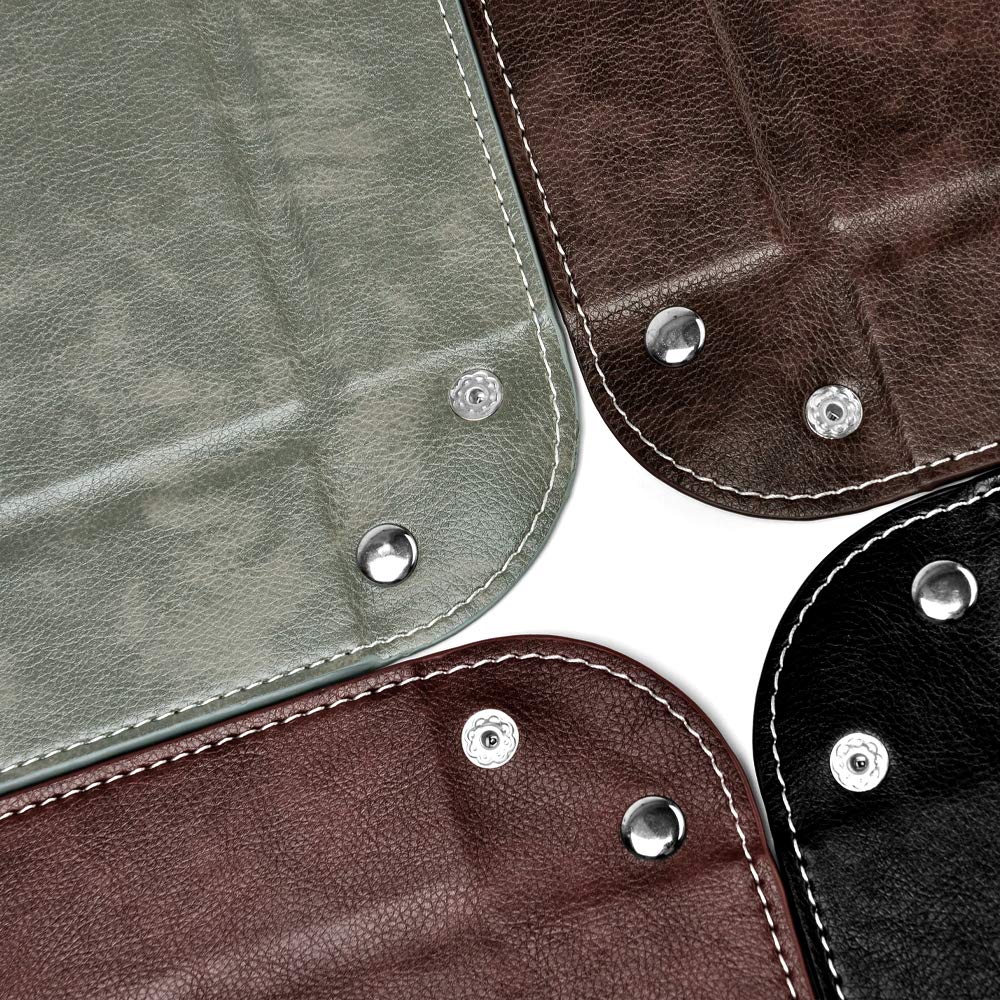 Oirlv Premium Leather Valet Tray for Men Jewelry Organizer, Desktop Storage,Key Wallets Cell Phones Catchall Tray Nightstand or Dresser Organizer Plate (Purple)