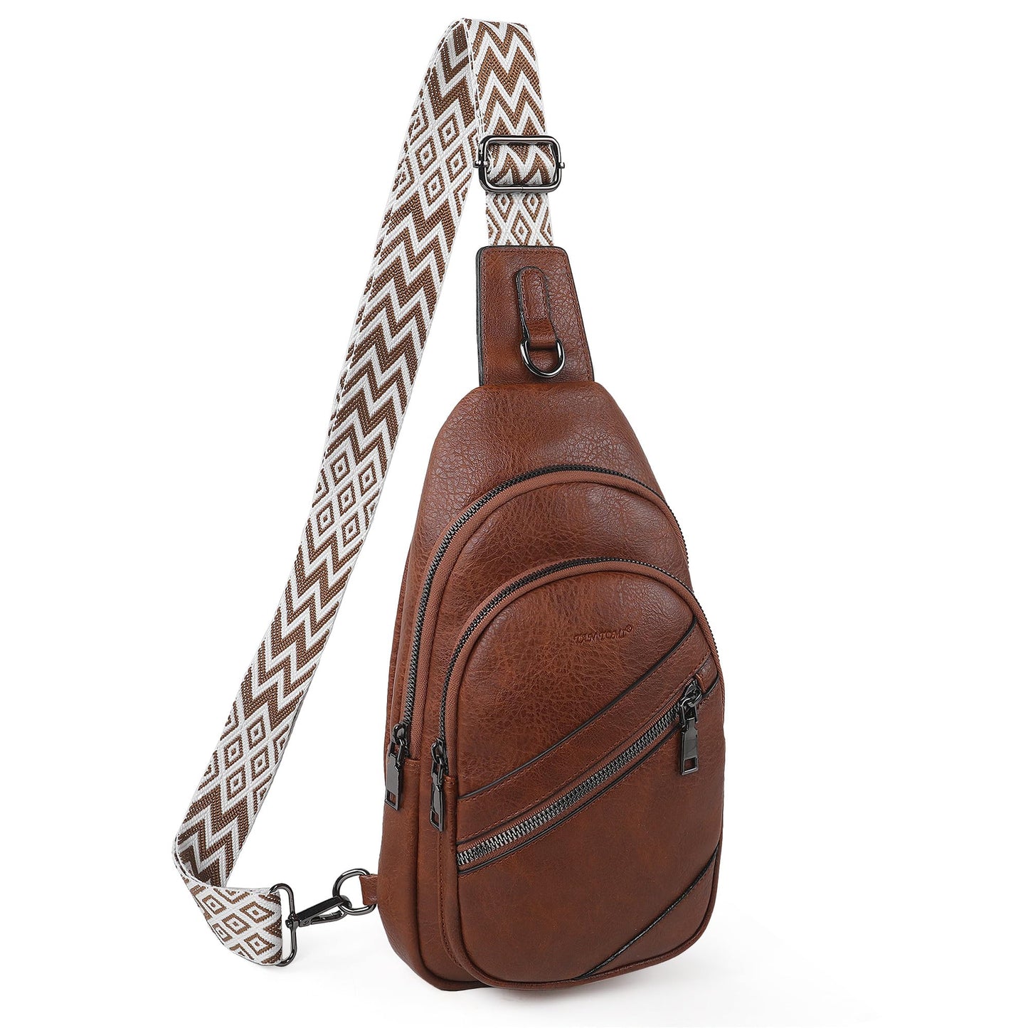 TANTOMI Sling Bag Crossbody Bags for Women Leather Cross Body Bag Trendy Fanny Pack Chest Travel Purse with Adjustable Strap