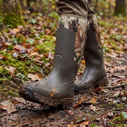 HISEA Men's Tall Boot with Arctic Ice Grip, Waterproof Rubber Rain Boots, Insulated Neoprene Warm Mud Boots for Outdoor Work Hunting