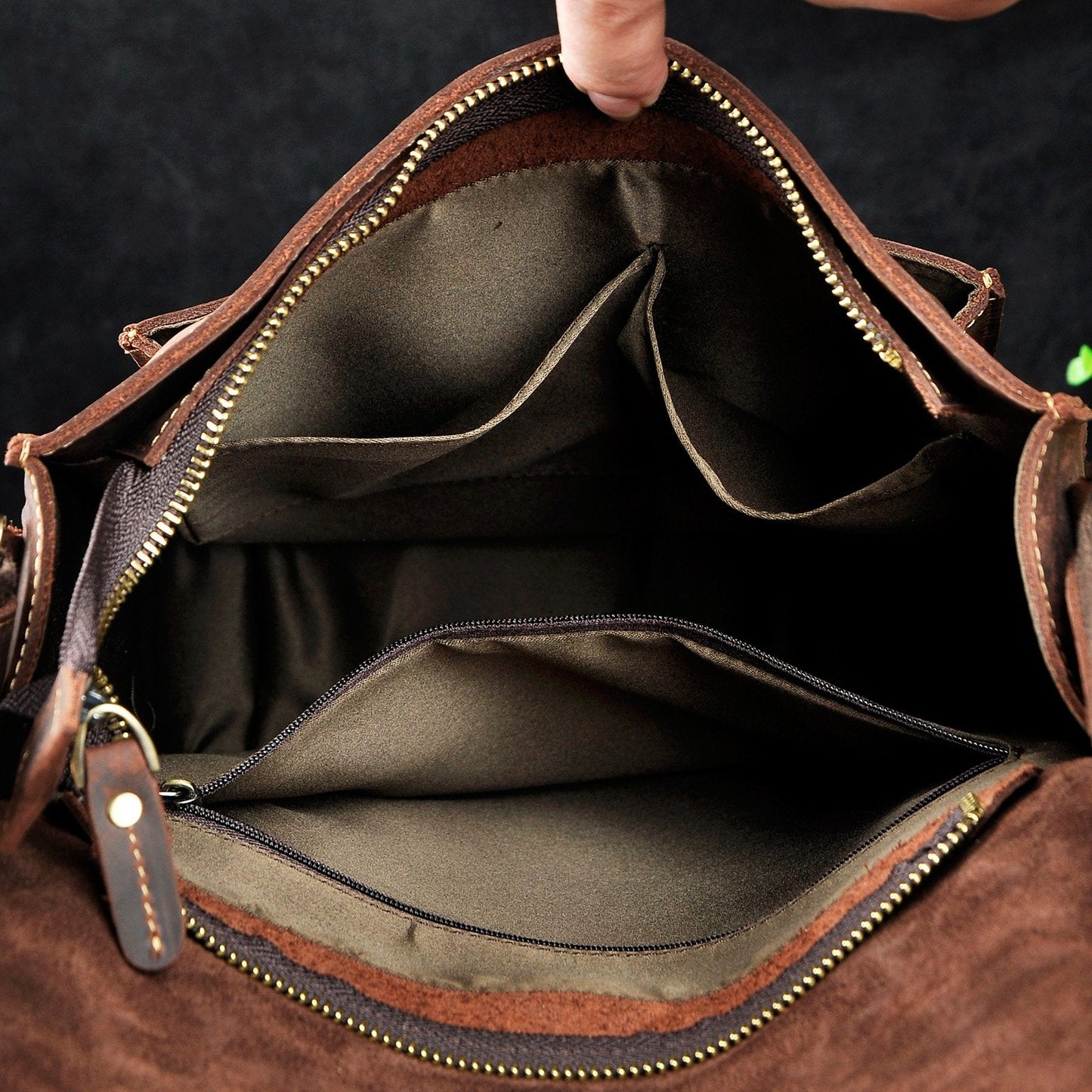 Le'aokuu Mens Genuine Leather Messenger Shoulder Sling Satchel Bag Cross Body