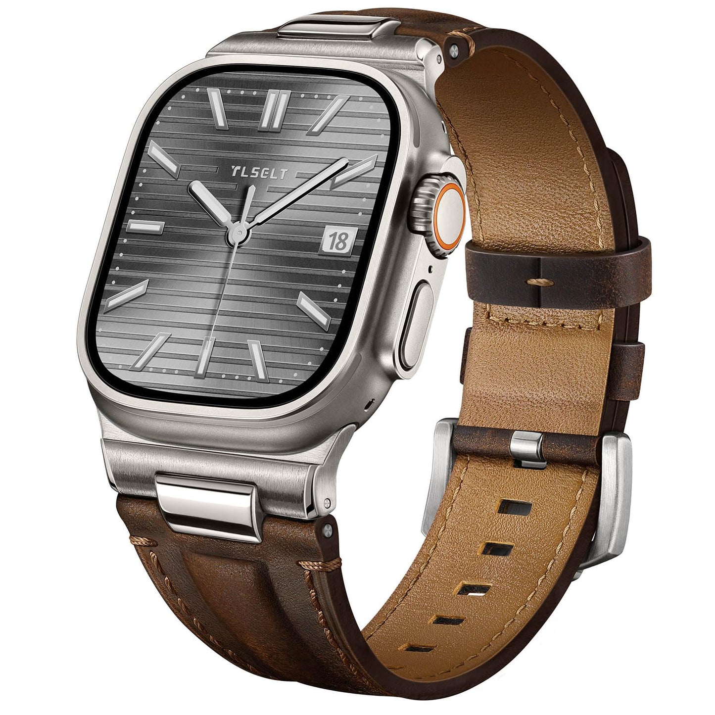 Tlselt Leather Band for Apple Watch Ultra 3/Ultra 2 Bands 49mm 46mm 45mm 44mm, Top Genuine Leather Designer Replacement Strap for iWatch Ultra 3 2 1 SE series 11 10 9 8 7 6 5 4 3