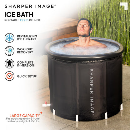 Sharper Image Insulated Ice Bath Cold Plunge Tub with Lid, 31.5" x 29.5", Portable Inflatable Bathtub, Helps Boost Energy & Muscle Recovery, Cold Therapy for Athletes & Adults up to 6'5" & 250 Lbs