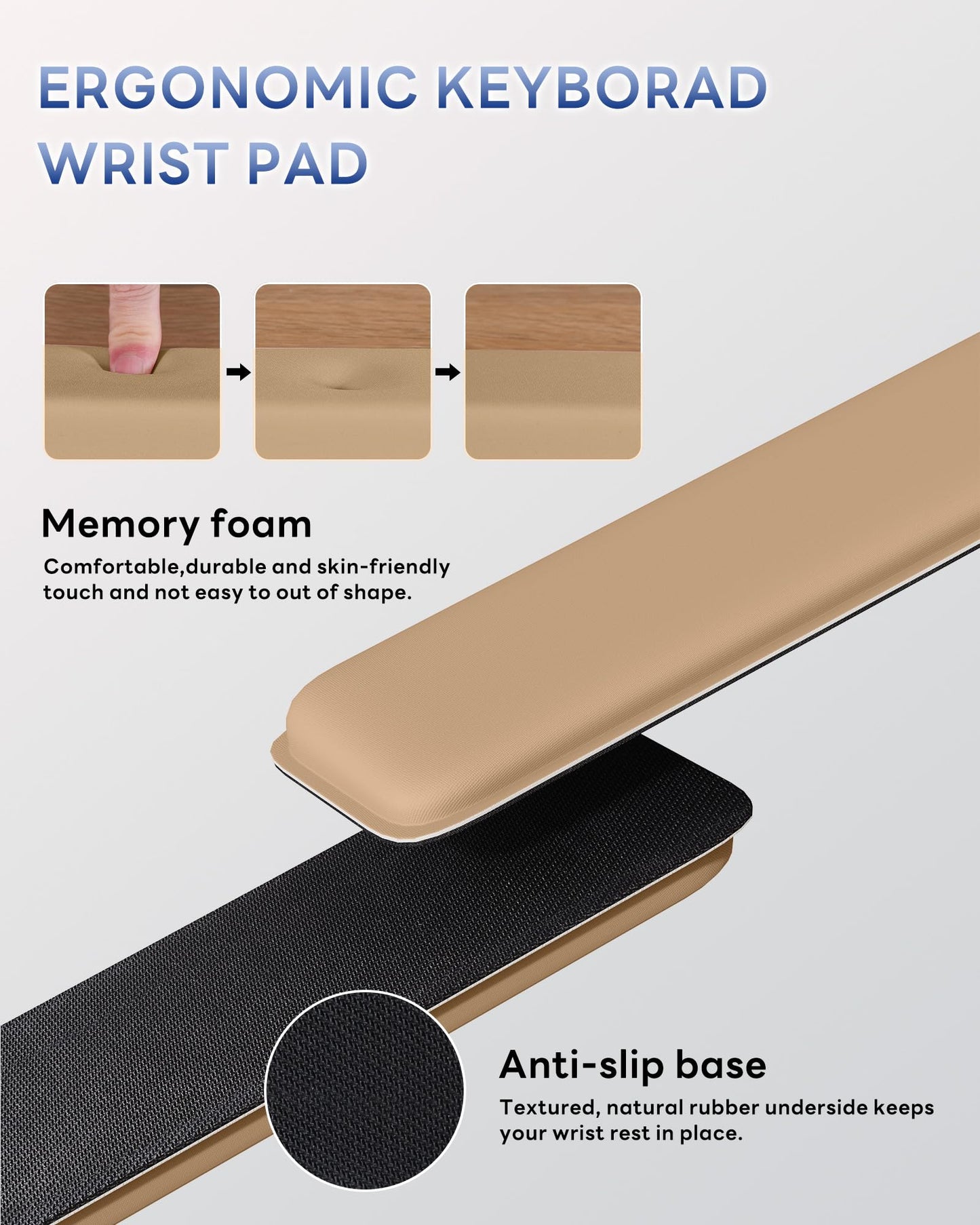 Laborio Computer Keyboard Stand for Desktop, Keyboard Riser Wrist Rest Holder for Easy Typing, Office Desk, Home, School Accessories(Coffee)