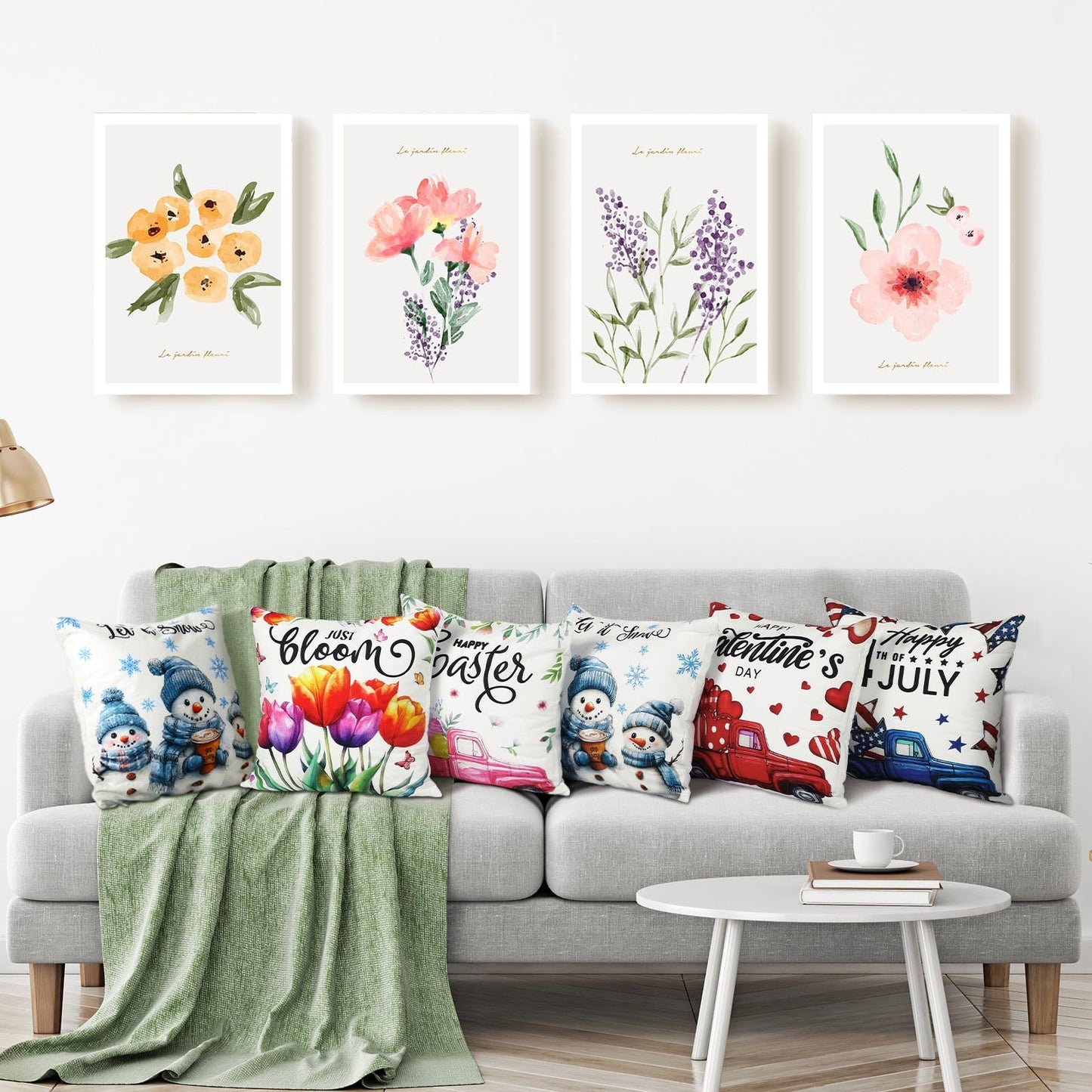 Mixweer 20 Pcs Holiday Pillow Covers 20x20 Inch Seasonal Throw Pillow Cover Spring Summer 250th Anniversary Pillowcase Sunflower Gnome Cushion Case for Holiday Farmhouse Home Sofa Decor