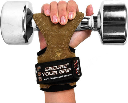 Cobra Grips FIT Leather Weight Lifting Gloves - Heavy Duty Straps for Deadlifts | Adjustable Neoprene Padding