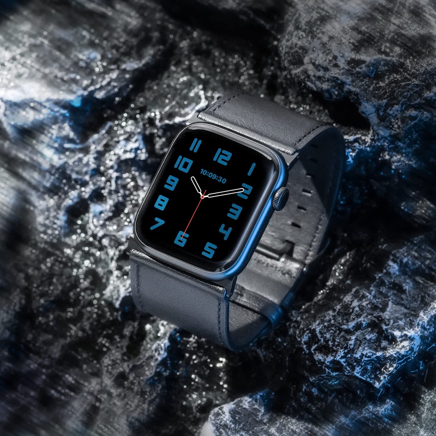 Tefeca Dual Series Band Compatible with Apple Watch Ultra 2/Ultra 49mm, Series 10 46mm, Series 9/8/7 45mm, SE2/SE/6/5/4 44mm (Black Leather with Black Adapters, 49/46/45/44mm)
