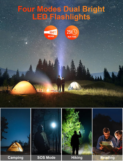 MINRISE Solar Charger Power Bank, 40000mAh Portable Phone Charger Built in 4 Cables with USB C in/Output, PD 20W Fast Charging Portable Charger, External Battery Pack with Dual Bright Flashlights