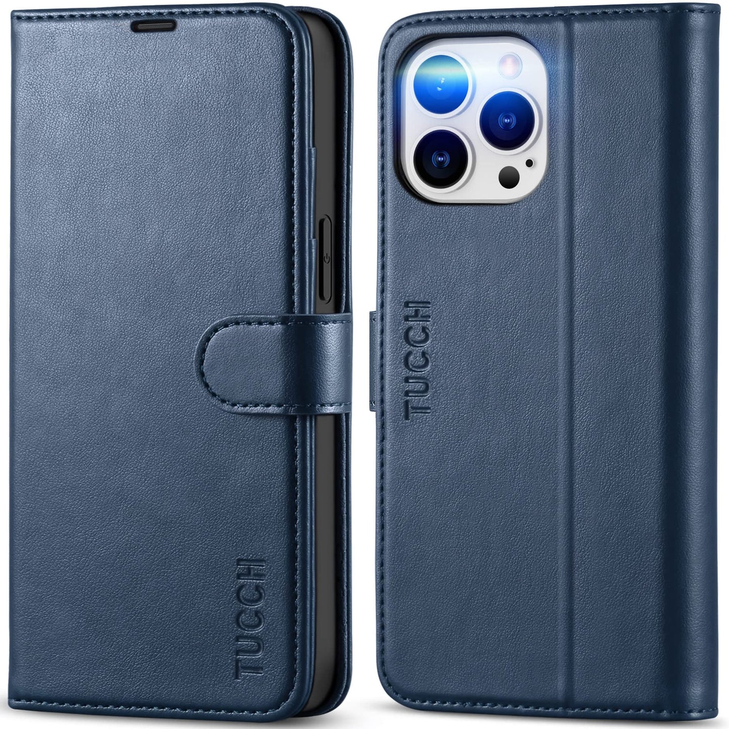 TUCCH Case for iPhone 14 Pro Max Case Wallet, [TPU Shockproof Inner Shell], PU Leather [RFID Blocking] 4 Card Holder Magnetic Stand Protective Cover Compatible with iPhone 14 Pro Max 6.7", Dark Blue