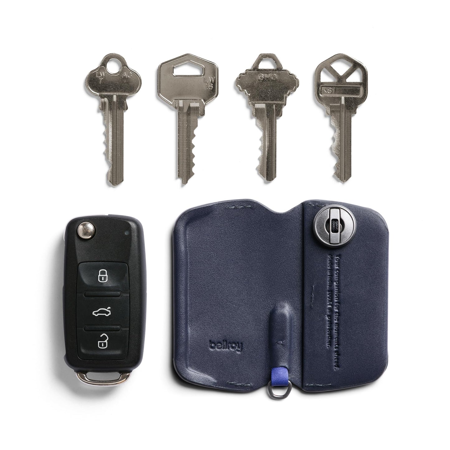 Bellroy Key Cover – Third Edition (Leather Key Holder, Holds 2 – 4 Keys) - Navy