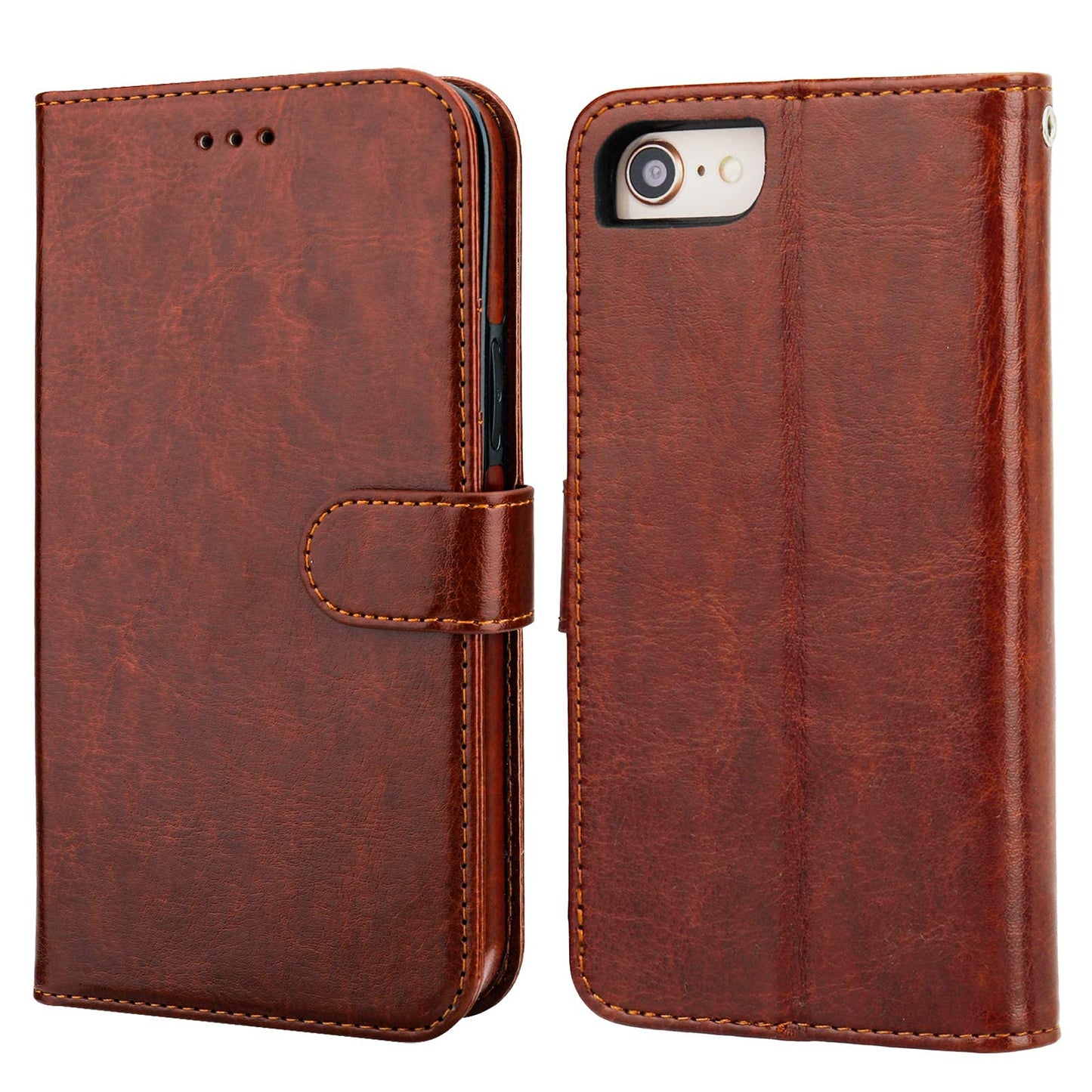 Bocasal for iPhone SE (2022)/SE (2020)/8/7 Wallet Case with Card Holder PU Leather Magnetic Detachable Kickstand Shockproof Wrist Strap Removable Flip Cover for iPhone 7/8/SE2/SE3 4.7 inch (Brown)