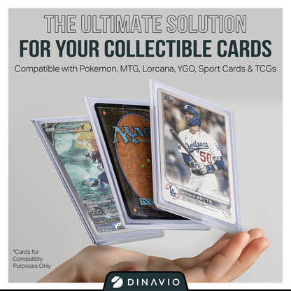Dinavio Crafthouse 1000 Premium Card Sleeves + Top Loaders for Cards - 35pt Toploaders 3x4 - Compatible with PKMN Baseball MTG Lorcana YGO (500 Top Loaders + 500 Sleeves)