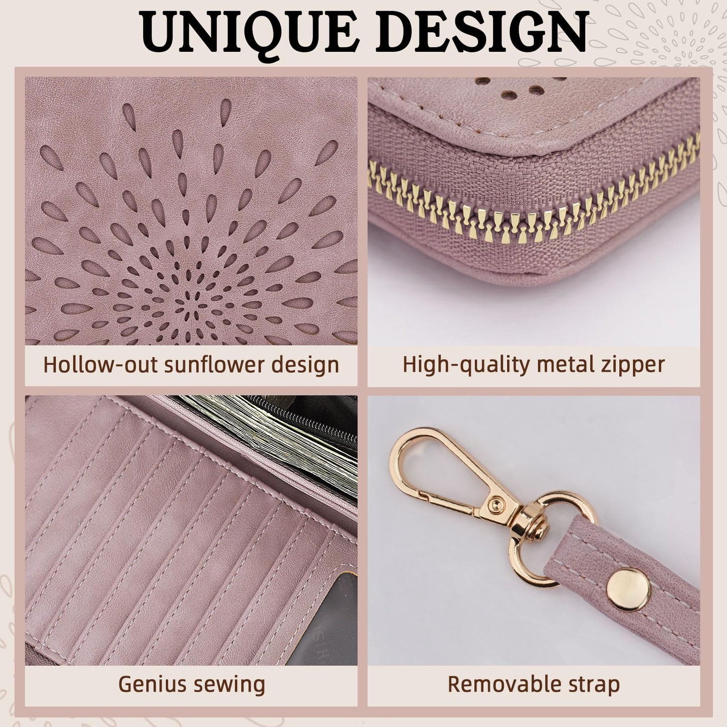 APHISON Wallet Women Large Capacity Clutch Purse For Ladies Card Holder RFID Wristlet Phone Zipper Coin Travel Pocket