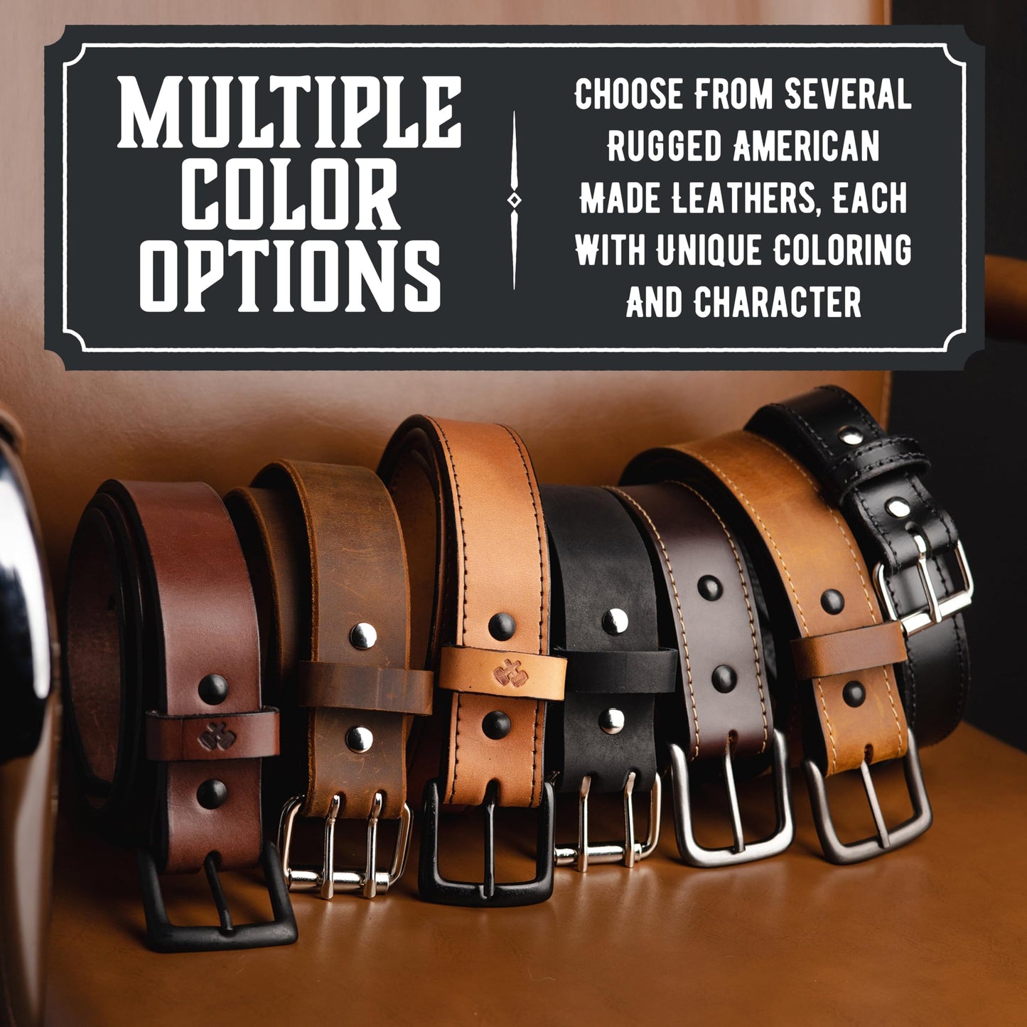 American Made Mens Belts for Jeans | Leather Belts for Men | Brown Belt Men Size 36