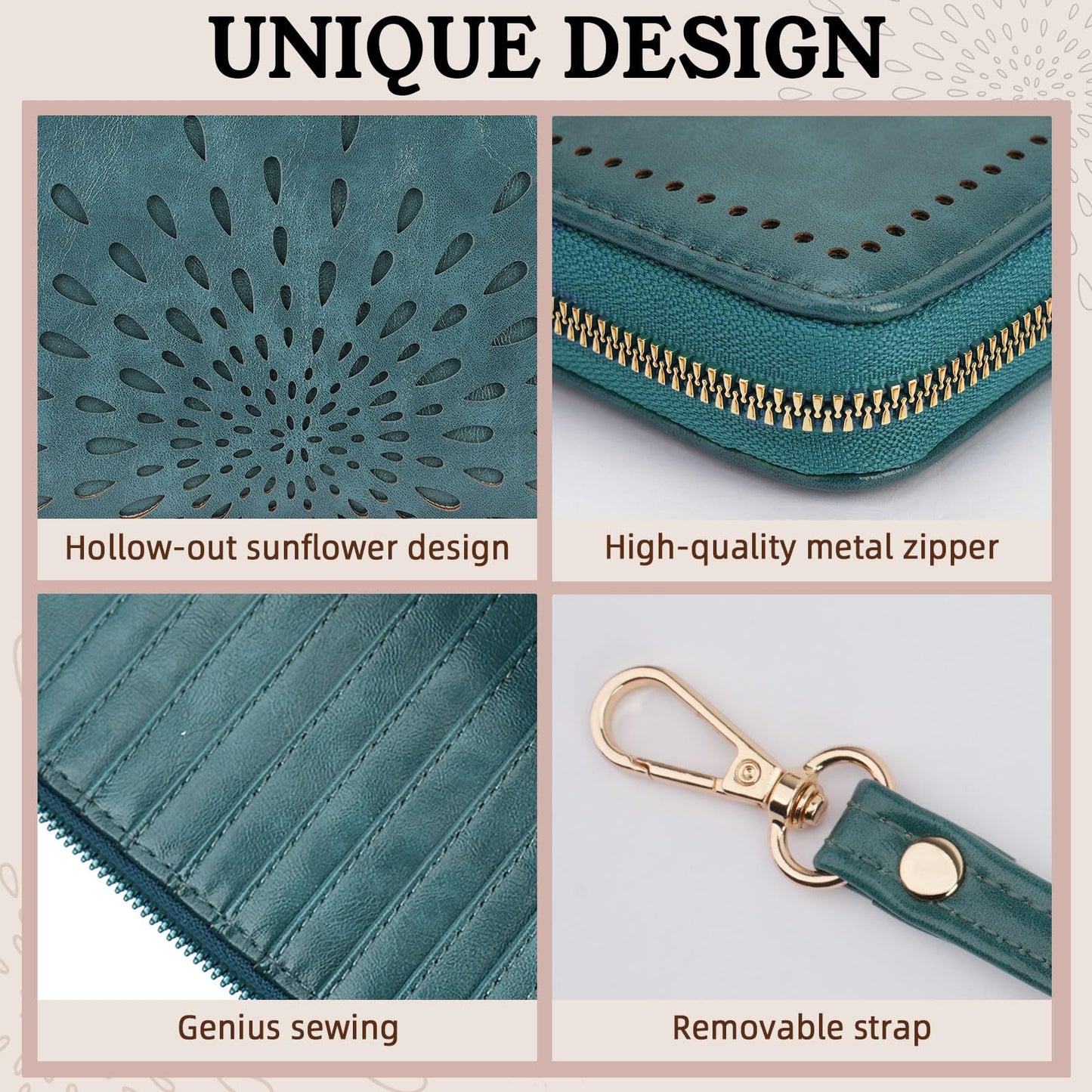 APHISON Wallet Women Large Capacity Clutch Purse For Ladies Card Holder RFID Wristlet Phone Zipper Coin Travel Pocket