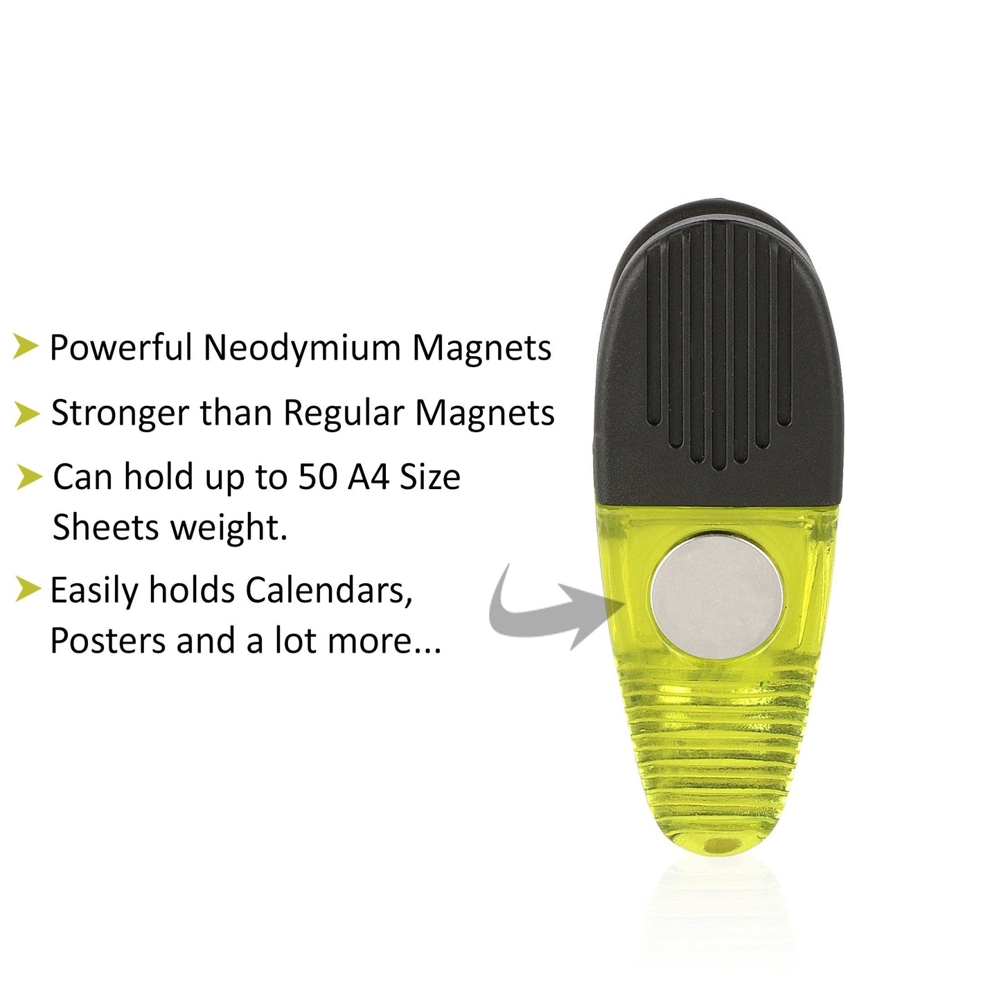 VIP Home Essentials -Thick Plastic Clips with Neodymium Magnet - 3-1/4" Length - Durable Versatile All-Purpose