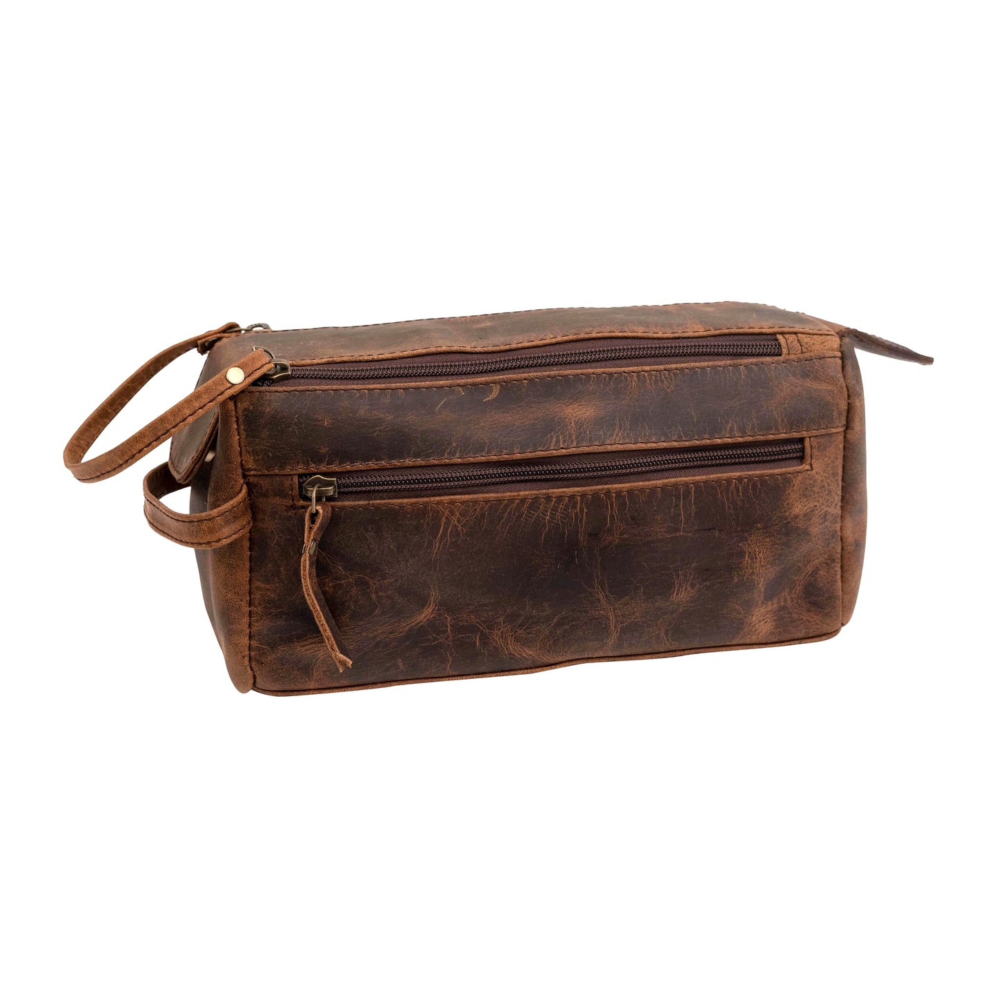 Rajeriya Premium Buffalo Leather Toiletry Bag for Men & Women With Water resistant Lining, Cosmetic Bags,Grooming Travel Pouch, Unisex Wash Bag for Toiletries, Gifts for Men and Women