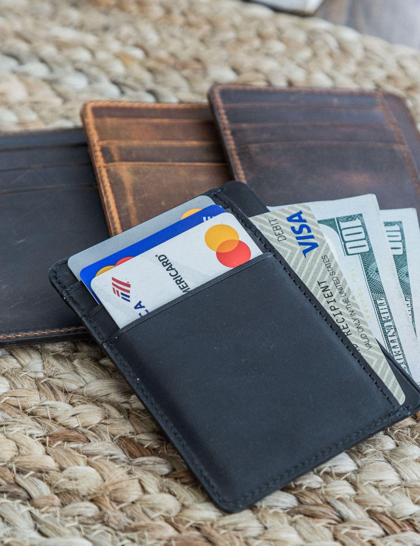 Handcrafted Genuine Leather Wallets, Minimalist Cardholders, and Passport Covers, Handmade Gift Camel Windowed Cardholder