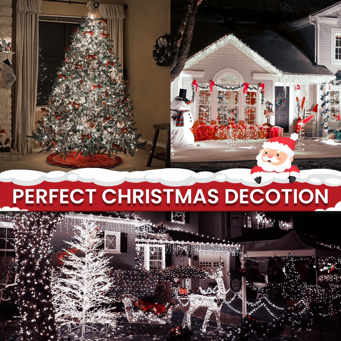 Connectable 240LED 88Ft 13Modes Christmas Lights Outdoor Indoor | Extendable Green Wire Christmas String Lights with Timer | Twinkle Fairy Light Plug in for Xmas Tree Garden Decor Party (Cool White)