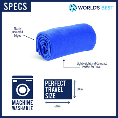 Wolf Essentials Cozy-Soft Microfleece Travel Blanket, 50x60 Inch, Lightweight, Compact, Perfect for Airplane and Car, Navy