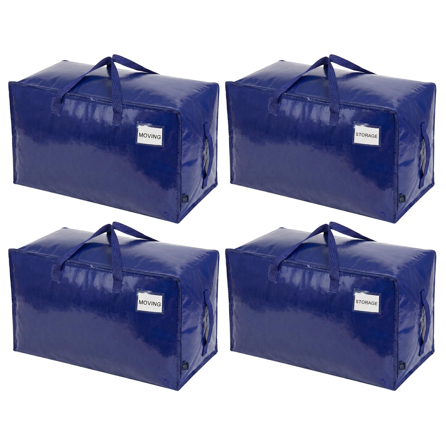VENO 4 Pack Extra Large Heavy Duty Moving Bags with Wide Opening & Reinforced Handles, Reusable Storage Tote Bags with Strong Zippers for Clothes, College Dorm Essentials & Moving Supplies