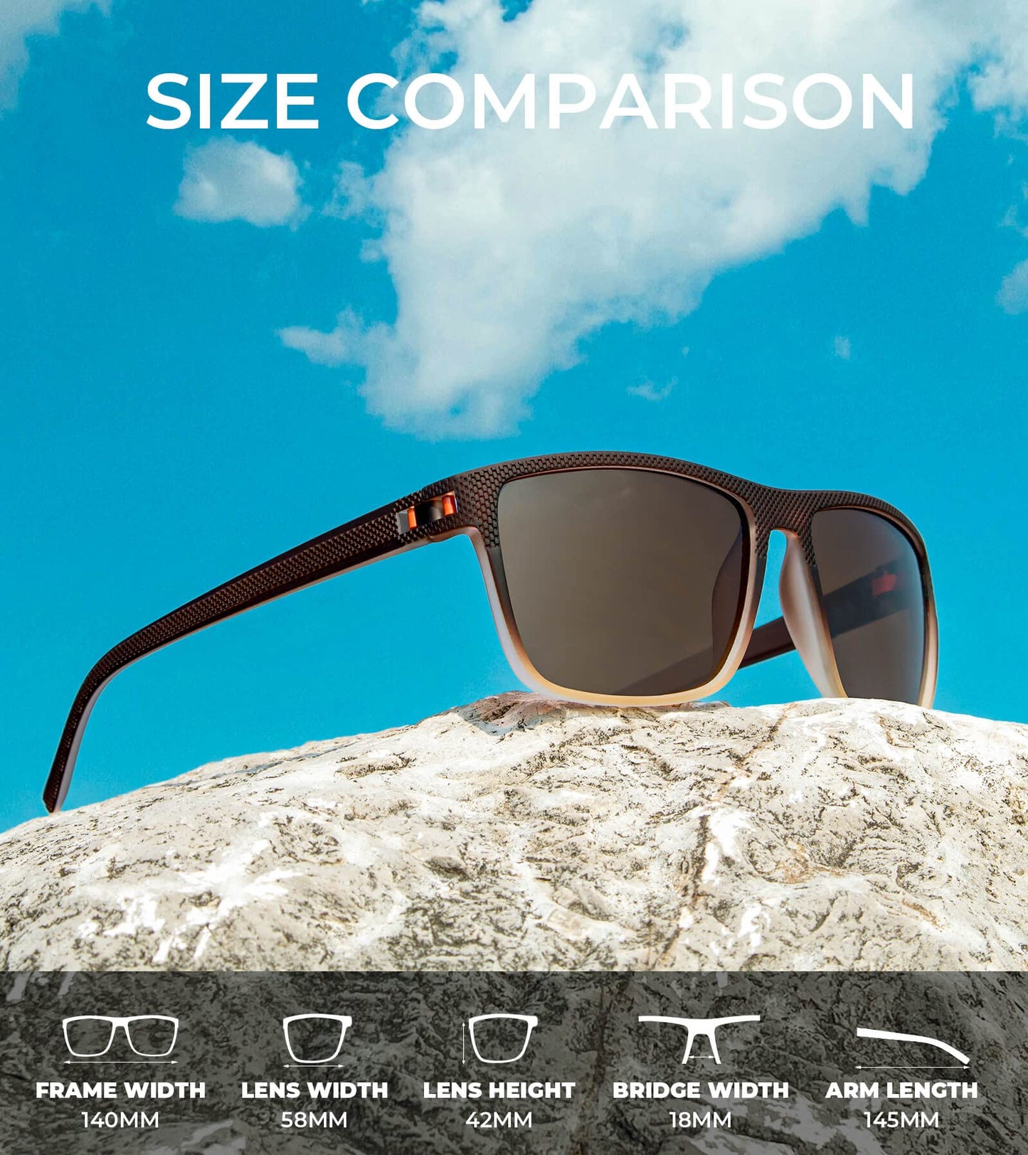 KALIYADI Polarized Sunglasses Men, Lightweight Mens Sunglasses Polarized UV Protection Driving Fishing Golf (Brown/Gradient Brown/Brown)
