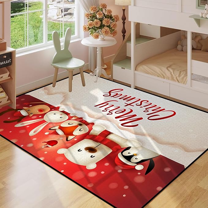2' X 3' Christmas Area Rugs,Xmas Non-Slip Washable Rug Indoor Rugs Floor Mats Carpet for Living Room Bedroom Dining Room Home Decor,23.6" X 35.4"
