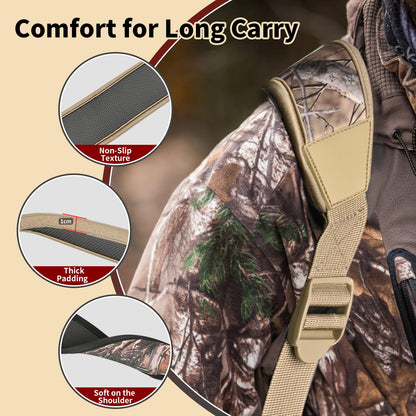 SPG Crossbow Strap Fits Most Model - Adjustable Crossbow Sling Strap Non-Slip Pad Crossbow Sling Two Points Camo Shoulder Strap with Heavy Duty Webbing for Crossbow Accessory (Khaki Camo)
