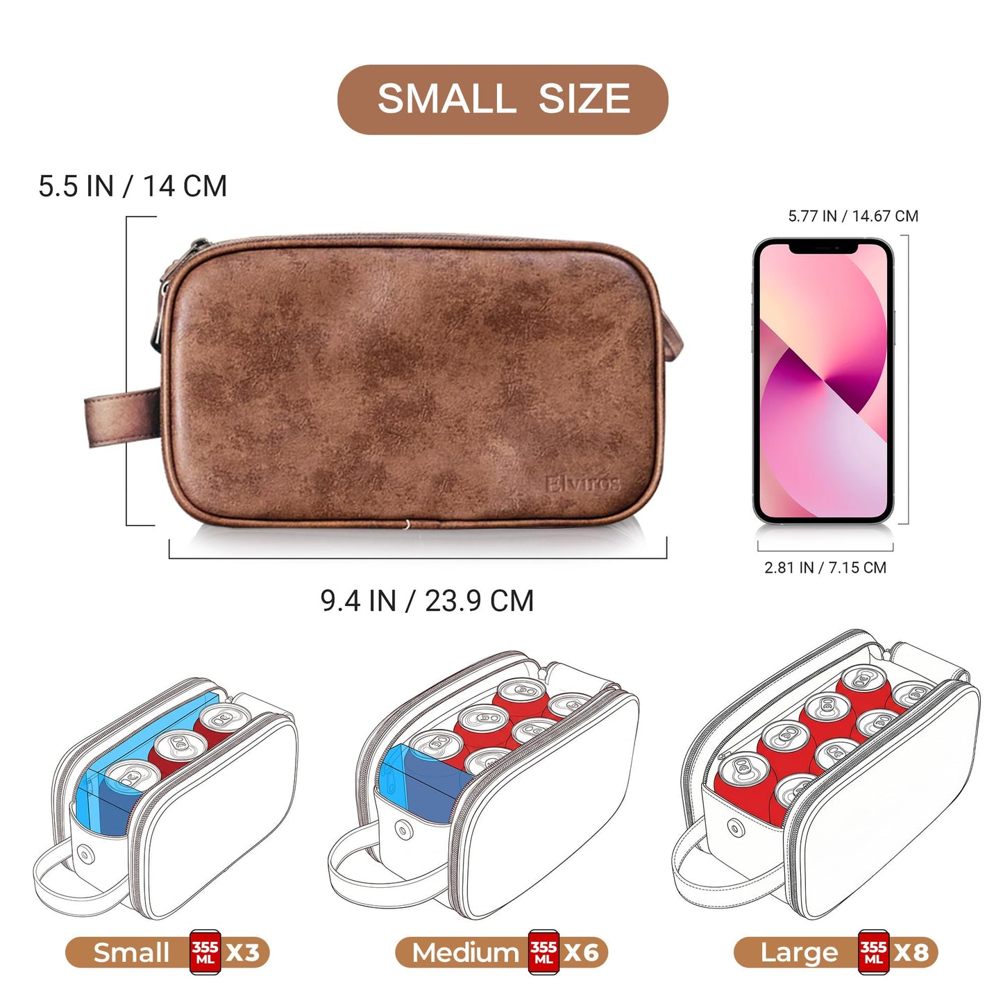 Elviros Travel Toiletry Bag for Men, Shaving Dopp Kit Water-resistant Bathroom Small Toiletries Organizer PU Leather Cosmetic Bags