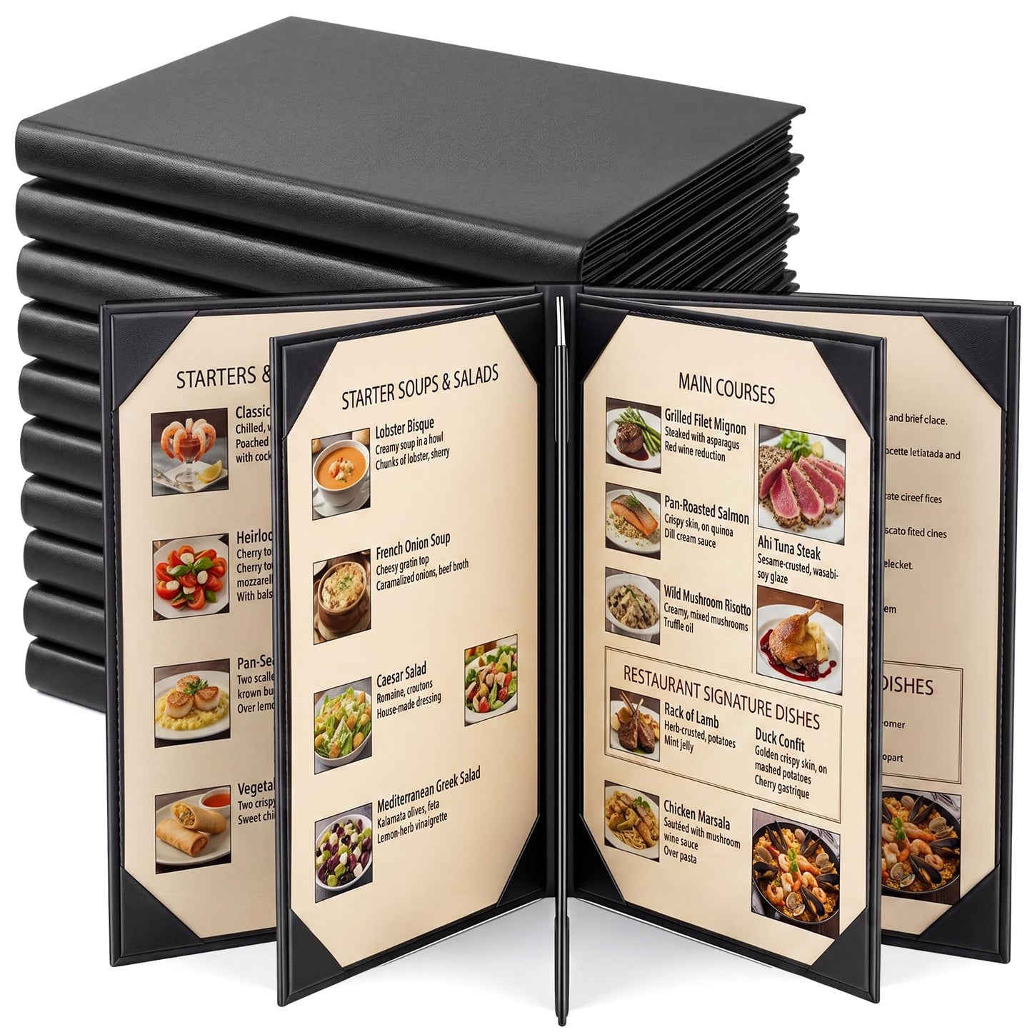 Durable PU Leather Material: PU Leather Resists Scratches, Stains, and wear, Keeping menus Looking Professional and Clean in Busy Restaurants, cafes, and Bars