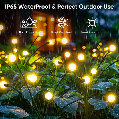 Solar Lights Outdoor Garden Decor: Unique Gardening Gifts for Mom - 4 Pack 32 LED Firefly Solar Powered Lamps - Sway by Wind Outside Waterproof Solar Lights for Yard Pathway Landscape Decorations