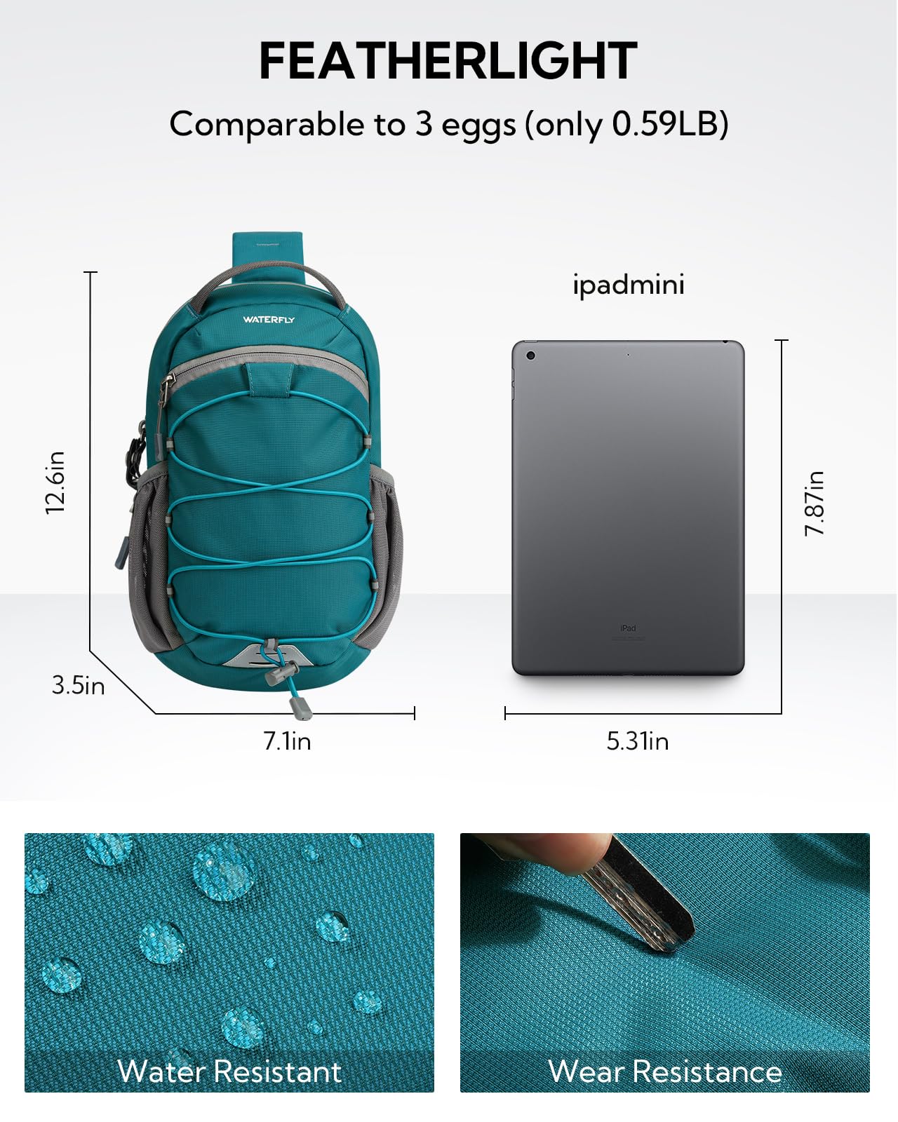 WATERFLY Small Crossbody Sling Bag: RFID Blocking Anti Theft Sling Backpack Chest Bag Travel Hiking Daypack Man Woman