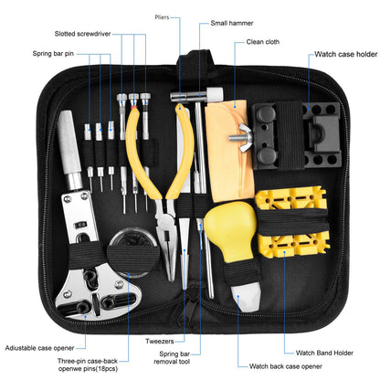 Longruner Watch Repair Tool Kit, Professional Portable Watch Tools Back Opener Sets Watch Replacement Tool Kit, Watches Link Remover Kit Set with Bag