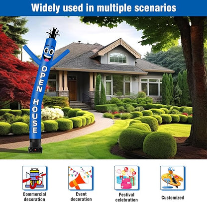 10FT Tall Inflatable Tube Man Open House Wacky Wavy Dancing Guy with 3/4 HP Weather-Resistant Blower (12''Diameter) for Outdoor Decoration Advertising Business Promotion - Blue