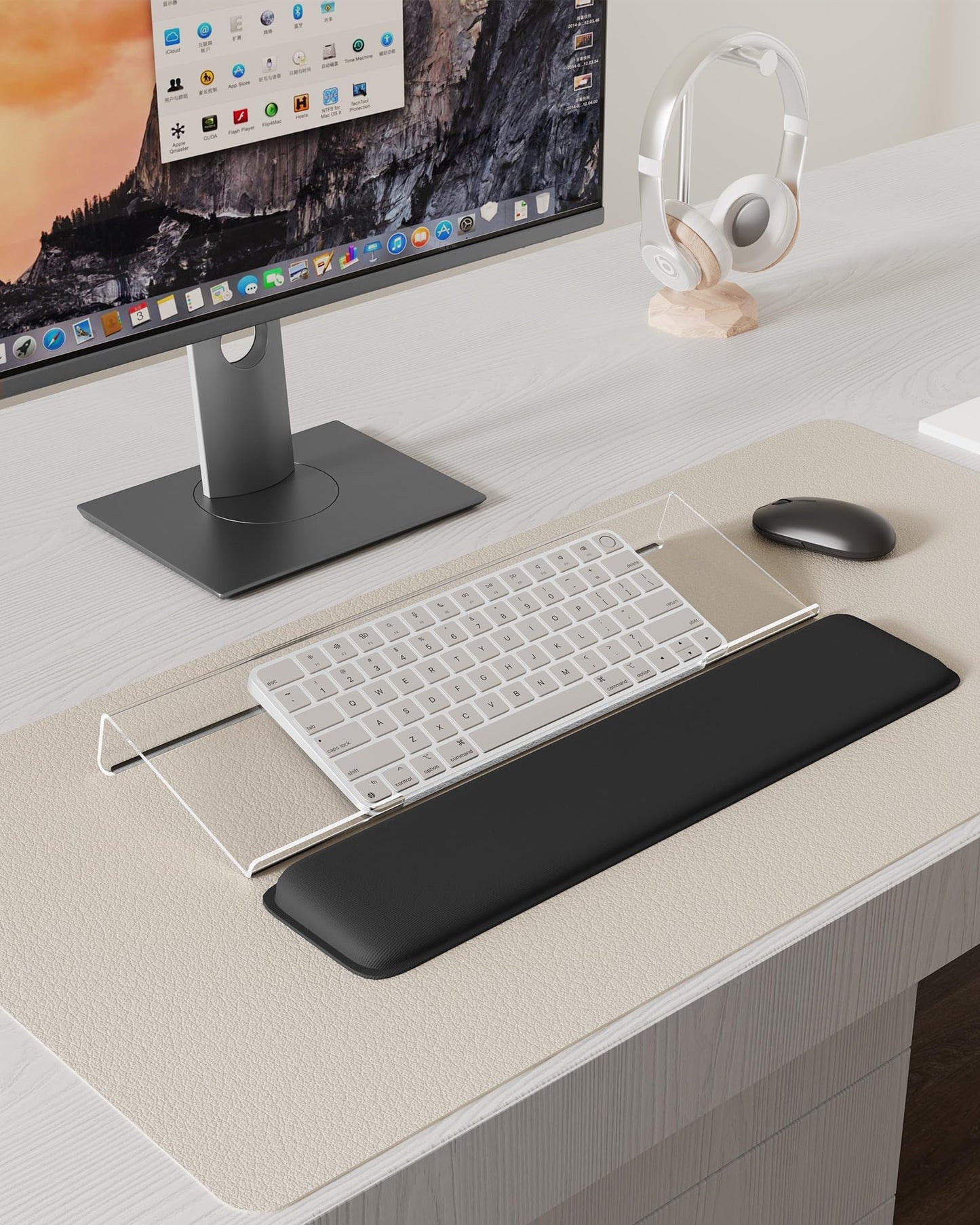 Laborio Computer Keyboard Wrist Rest Stand for Desktop, Keyboard Holder for Easy Typing with Wrist Pad for Office Desk, Home, School (Clear)