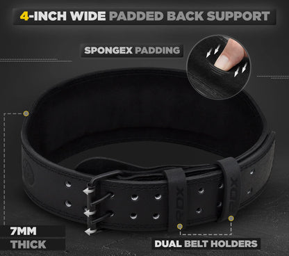 RDX Weight Lifting Belt Gym Fitness, Cowhide Leather, 4” 6” Padded Lumbar Back Support, 10 Adjustable Holes, Weightlifting Powerlifting Bodybuilding Deadlift Squat Workout Strength Training, Men Women