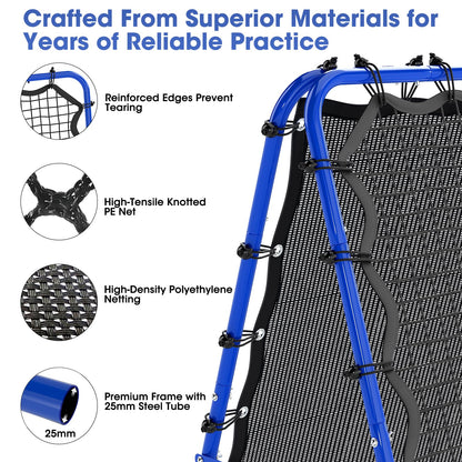 JIRTEMOT Soccer Rebounder Net, 2-Sided Football Trainer with Fast/Slow Rebound for Ball Control, Passing, Shooting, Portable Volleyball Practice Equipment for Youth & Adults, Easy Setup, 5FTx4FT