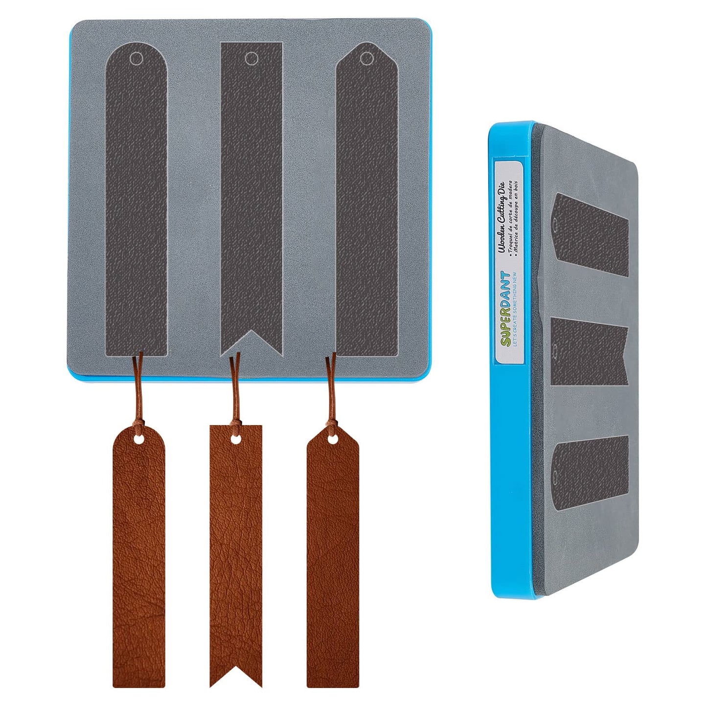 SUPERDANT 3 Shapes Leather Bookmark Cutting Dies Classic Stitched Bookmark Die Cutter Leather Page Markers Wooden Cutting Machine Gifts for Men Women Kids Bookworms Writers Back to School