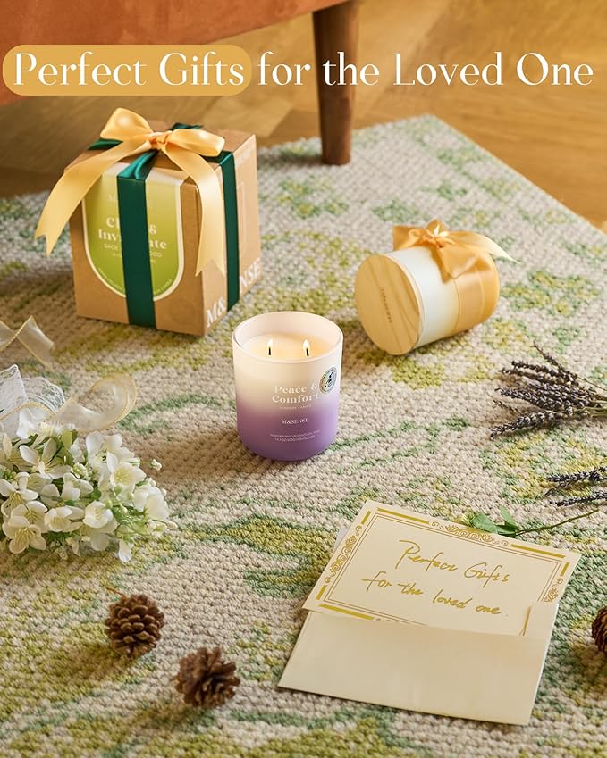 M&SENSE Jasmine & YlangYlang Scented Candle for Home, 14.1oz 80 Hours Non Toxic Natural Soy Wax Long Lasting Aromatherapy Relaxing Candles for Yoga Spa Meditation