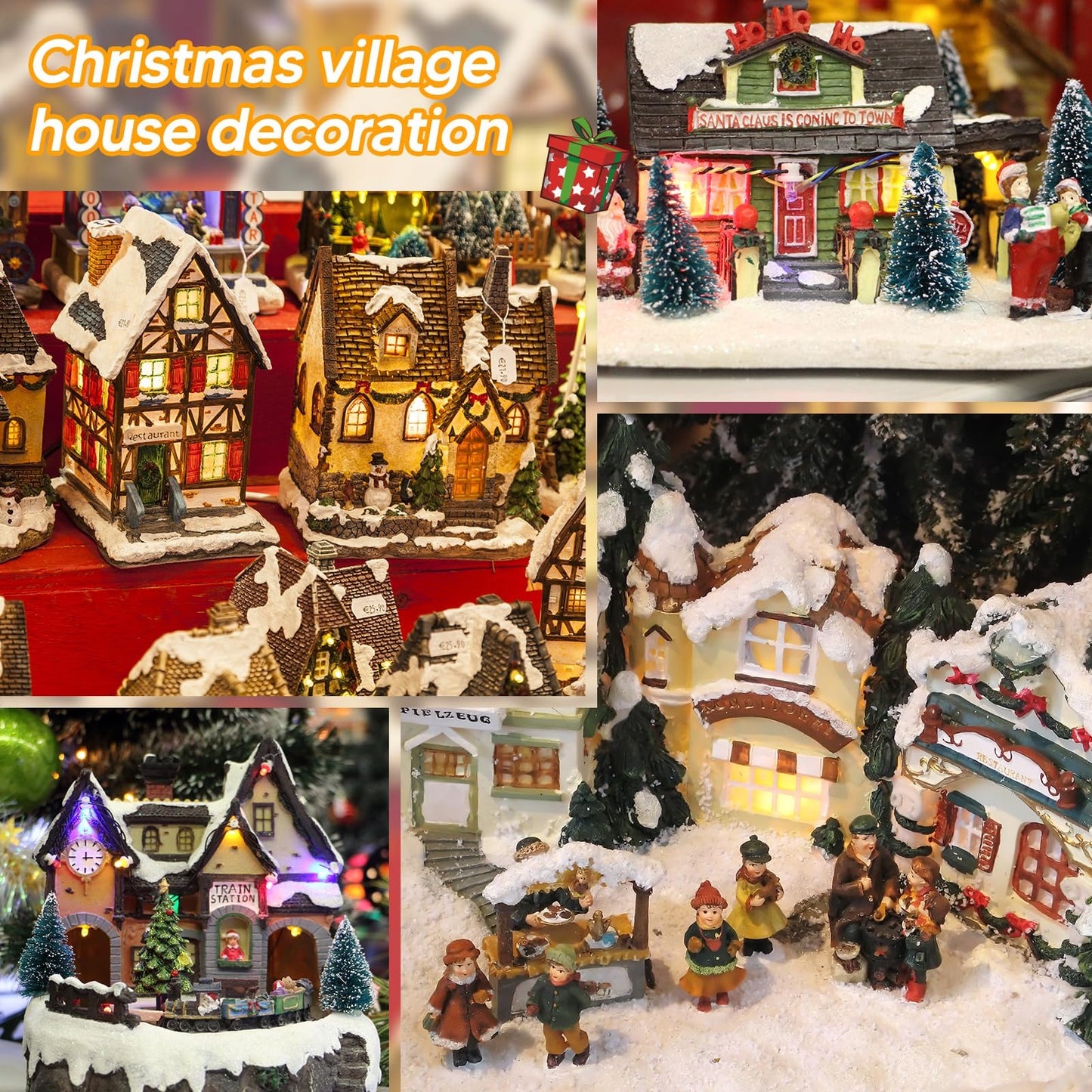 1Pack Accessory Cord with 4LED Bulbs and Outlet Christmas Village Light 8.9FT Blow Mold Light Cord with Spare Fuse Warm White C7 Lamp Christmas Village Accessories for Village Houses Craft Pumpkin