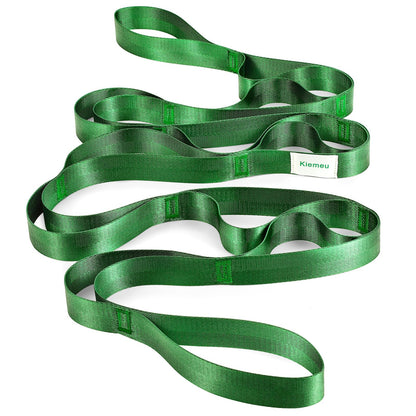 Kiemeu Stretch Strap With Loops For Physical Therapy, Yoga Straps For Stretching With Loops, Non-elastic Leg Straps For Knee Rehab, 8 ft Long x 1.2 inch Wide