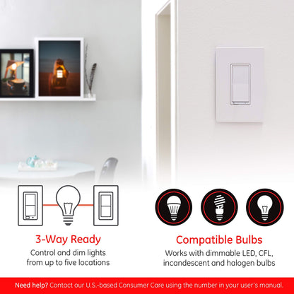 Enbrighten Zigbee Dimmer, QuickFit & SimpleWire, Pairs Directly with Echo Studio/Show 10/Plus 1st & 2nd Gen, Works WIth Alexa, Google Assistant, White & Light Almond, Smart Light Switch, 43080
