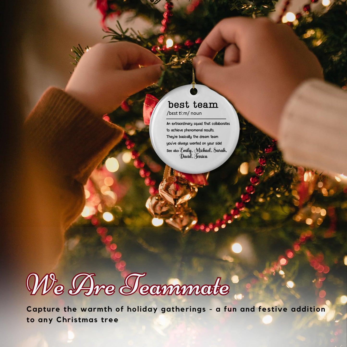 Wrappiness We are Teammates Personalized Ceramic Ornament - Custom Teamwork Ornament for Coworkers, Boss, Employees, Family - Inspirational Office Tree Decor, Holiday Keepsake