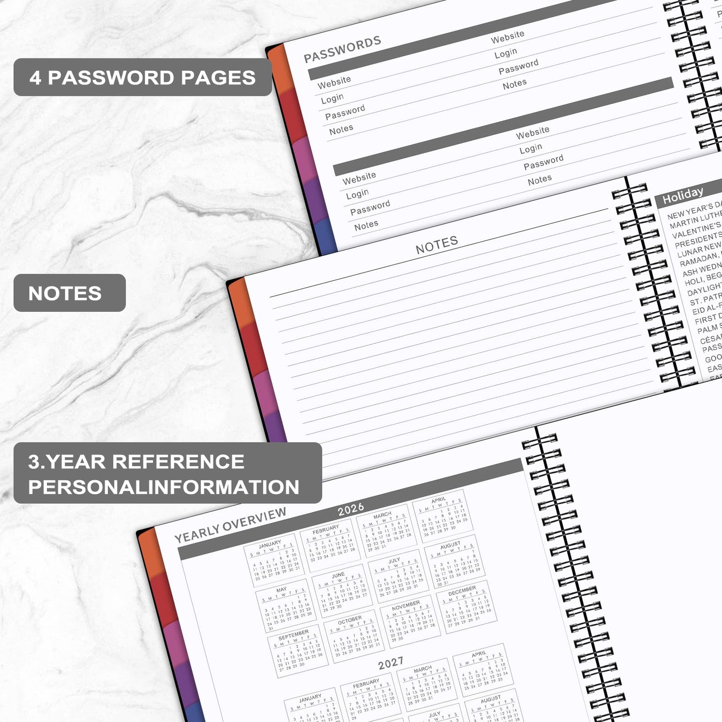 Monthly Planner 2026-2027 - Academic Planner 2026-2027, JUL. 2026 - DEC. 2027, Calendar planner with Colorful Tabs, 8.5" x 11", 26-27 Monthly planner/Calendar with Pocket, Thick Paper, Twin-Wire Binding - Black