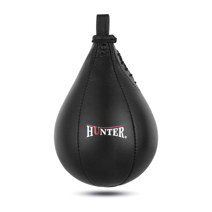 Hunter Leather Speed Bag for Boxing, Premium Cowhide Punching Speed Bag with Swivel, Lightweight Bladder for Fast Rebounds & Reflex Training