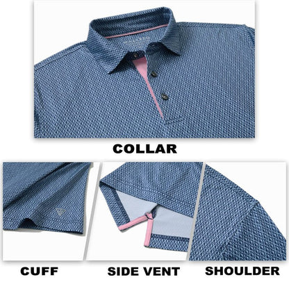 M MAELREG Golf Shirts for Men Dry Fit Print Patterns Performance Moisture Wicking Mens Polo Shirts Short Sleeve